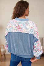 Multicolour Floral Print Round Neck Long Sleeve Top