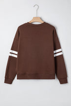 Tillandsia Purple Varsity Striped Detail Drop Shoulder Oversized Sweatshirt