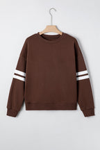 Tillandsia Purple Varsity Striped Detail Drop Shoulder Oversized Sweatshirt