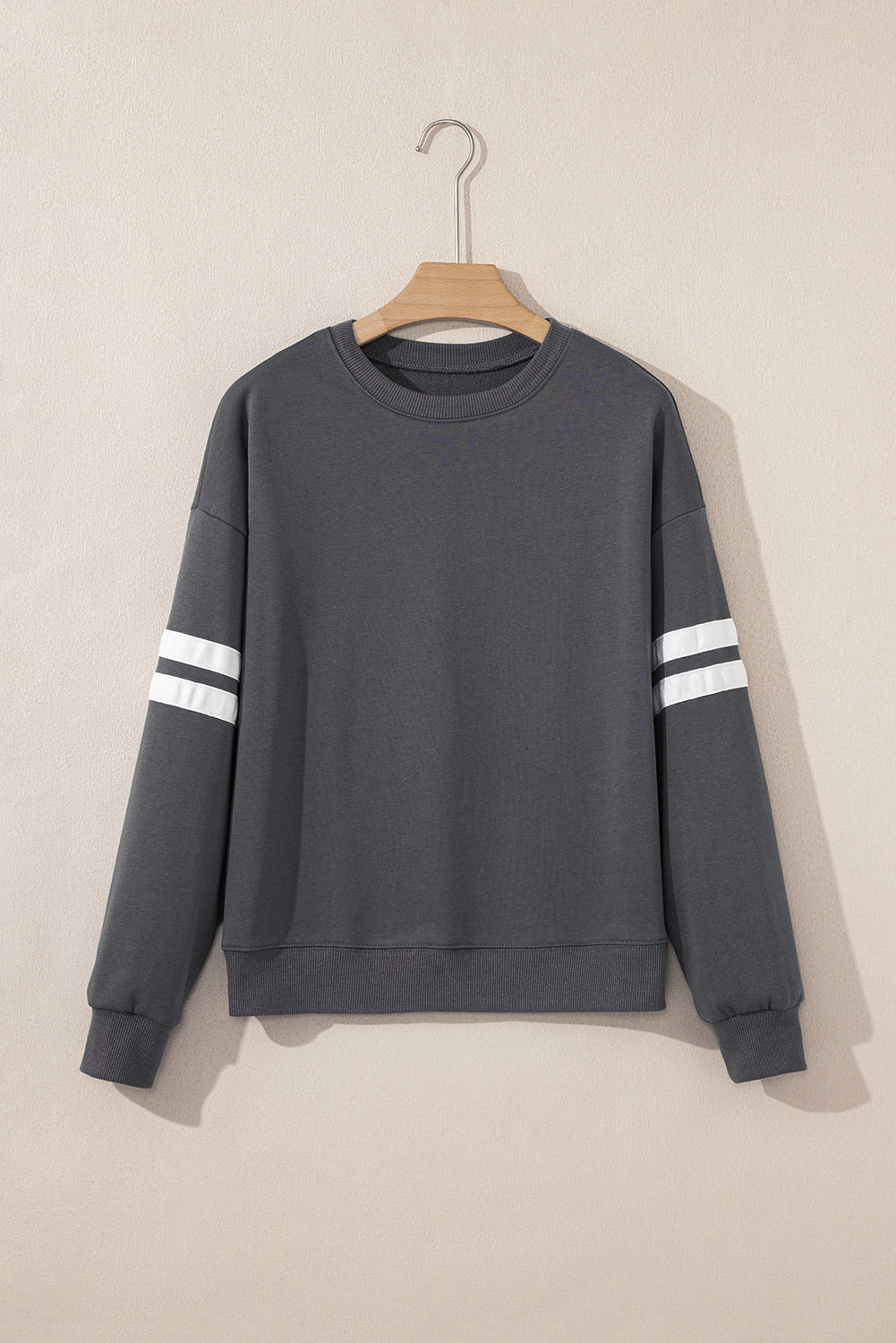 Tillandsia Purple Varsity Striped Detail Drop Shoulder Oversized Sweatshirt