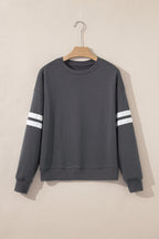Tillandsia Purple Varsity Striped Detail Drop Shoulder Oversized Sweatshirt