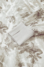 Gray Leafy Camo Print Exposed Seam Patchwork Baggy Slit Sweatshirt