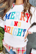 Dearlovers White Merry And Bright Cable Knit Pullover Sweatshirt