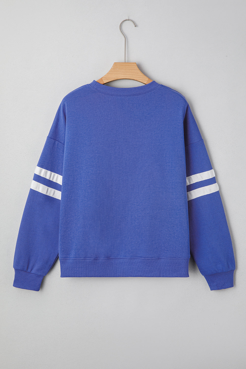 Tillandsia Purple Varsity Striped Detail Drop Shoulder Oversized Sweatshirt