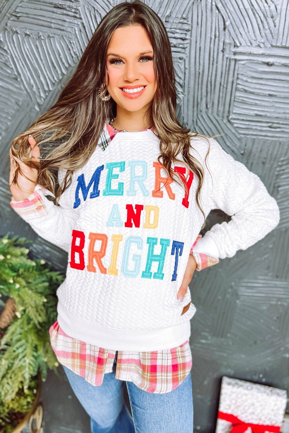 Dearlovers White Merry And Bright Cable Knit Pullover Sweatshirt