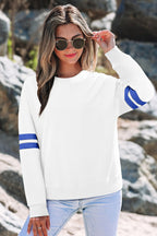 Tillandsia Purple Varsity Striped Detail Drop Shoulder Oversized Sweatshirt