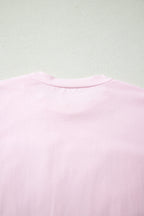 Pink PRAY Sequin Leopard Multiple Patched Graphic Tee