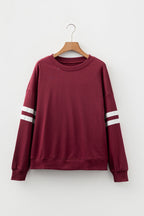 Tillandsia Purple Varsity Striped Detail Drop Shoulder Oversized Sweatshirt