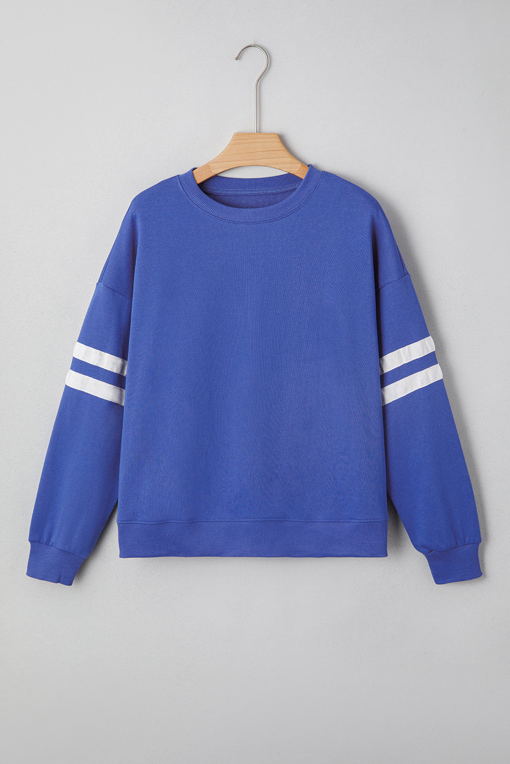 Tillandsia Purple Varsity Striped Detail Drop Shoulder Oversized Sweatshirt
