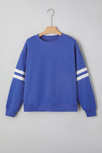 Tillandsia Purple Varsity Striped Detail Drop Shoulder Oversized Sweatshirt