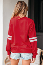 Tillandsia Purple Varsity Striped Detail Drop Shoulder Oversized Sweatshirt