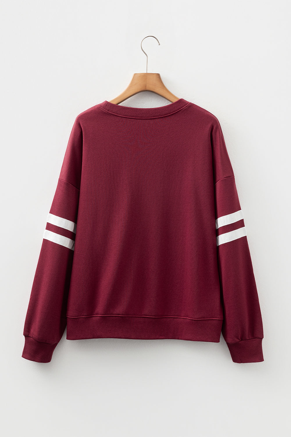 Tillandsia Purple Varsity Striped Detail Drop Shoulder Oversized Sweatshirt