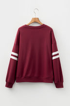 Tillandsia Purple Varsity Striped Detail Drop Shoulder Oversized Sweatshirt