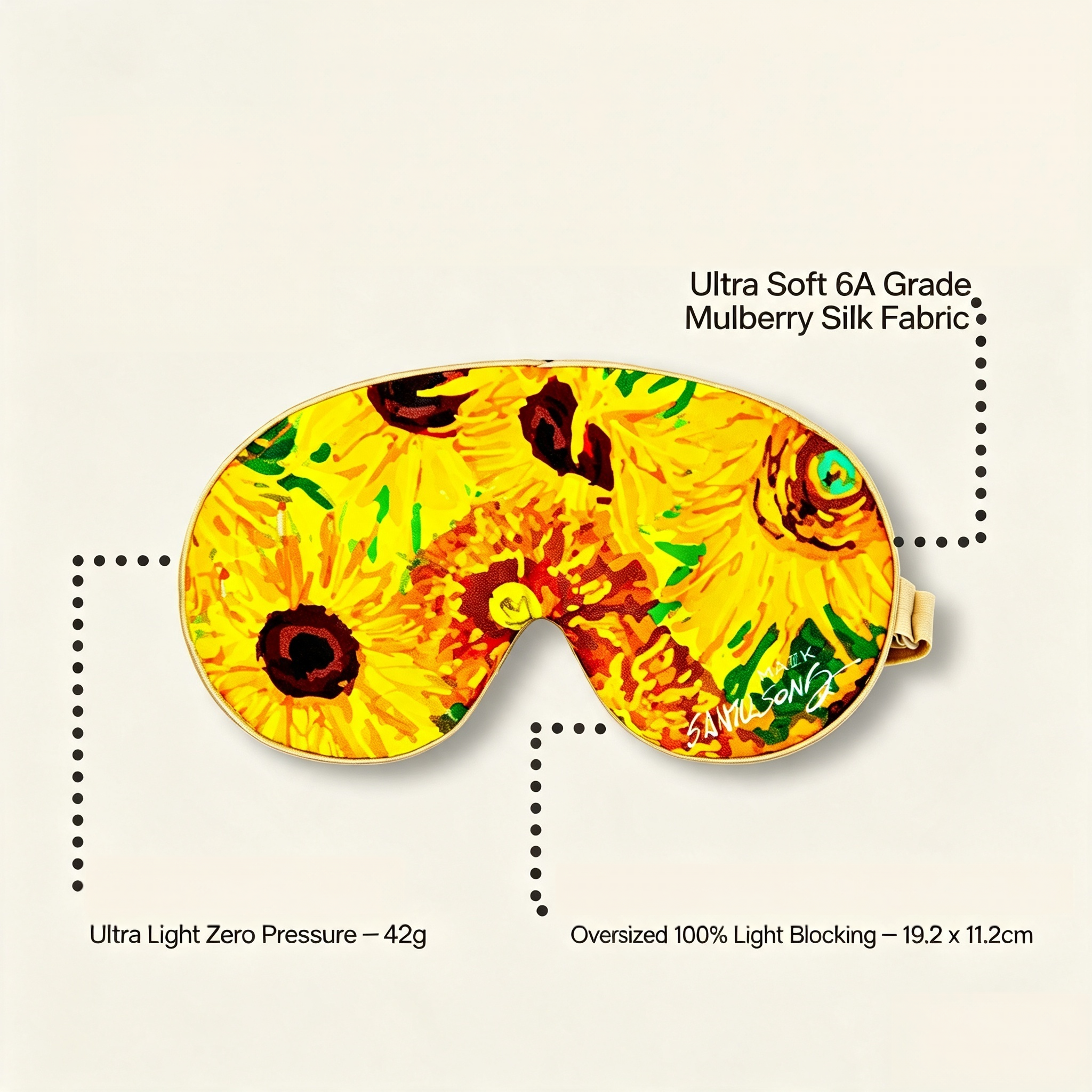 Golden Sunflower Silk Sleep Mask