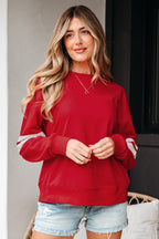 Tillandsia Purple Varsity Striped Detail Drop Shoulder Oversized Sweatshirt