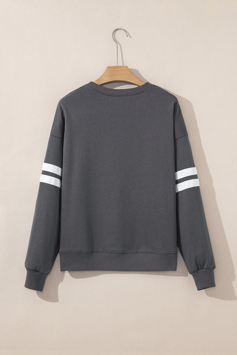 Tillandsia Purple Varsity Striped Detail Drop Shoulder Oversized Sweatshirt