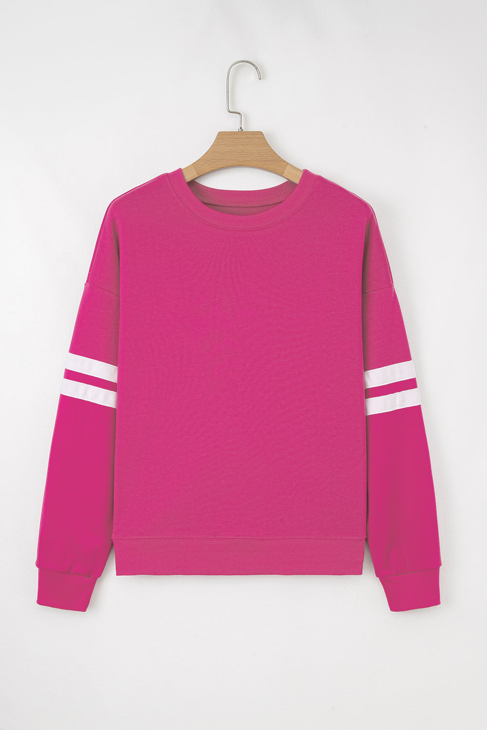 Tillandsia Purple Varsity Striped Detail Drop Shoulder Oversized Sweatshirt