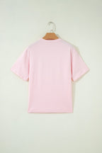 Pink PRAY Sequin Leopard Multiple Patched Graphic Tee