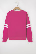 Tillandsia Purple Varsity Striped Detail Drop Shoulder Oversized Sweatshirt